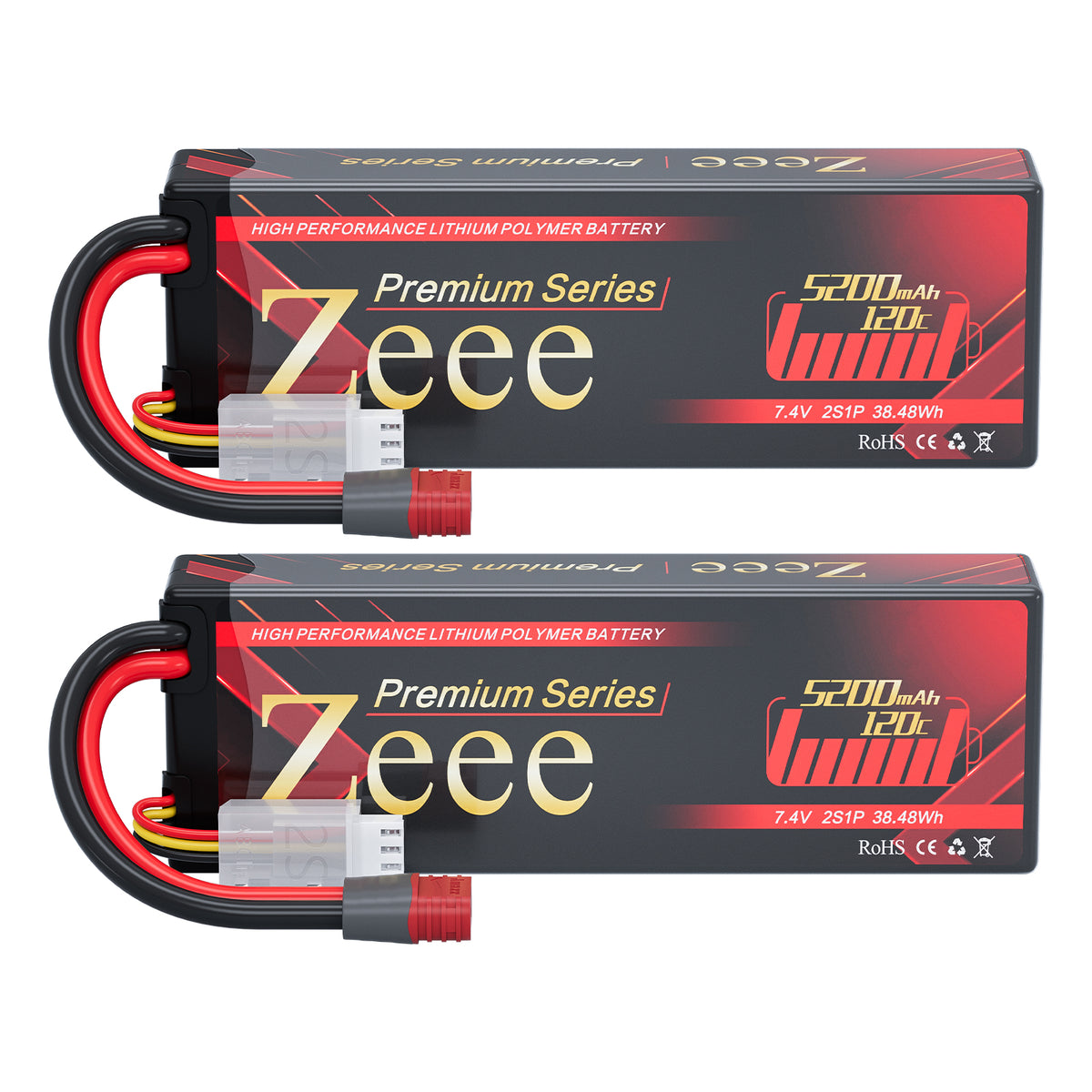 Zeee Premium Series 2S Lipo Battery 5200mAh 7.4V 120C Hard Case with D
