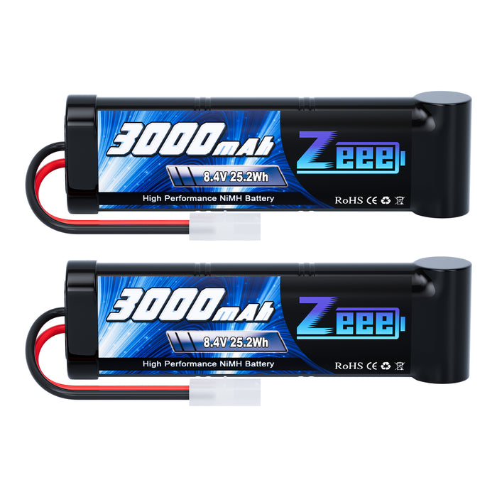 Zeee 8.4V 3000mAh NiMH Battery with Tamiya Plug for RC Car(2 Pack)