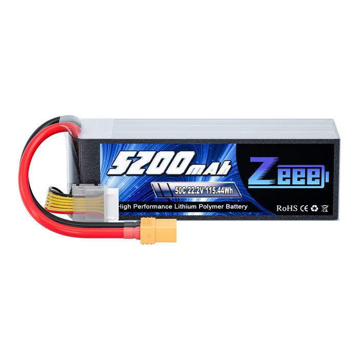 Zeee 6S Lipo Battery 5200mAh 22.2V 50C with XT90 Plug Soft Case Compatible for DJI Airplane RC Car