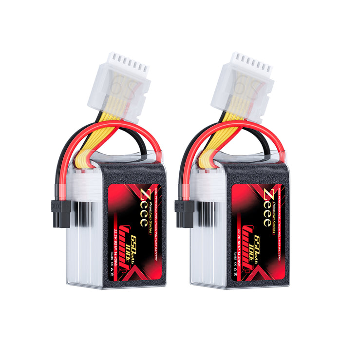 Zeee Premium Series 6S Lipo Battery 650mAh 22.2V 100C Soft Case with XT30 Plug for FPV Airplane RC Models (2 Pack)