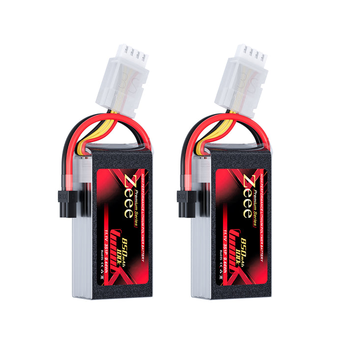 Zeee Premium Series 3S Lipo Battery 850mAh 11.1V 100C Soft Case with XT30 Plug for RC Car RC Models(2 Pack)