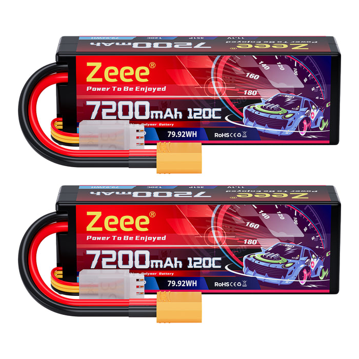 2x Zeee 3S Lipo Battery 6200mAh 11.1V 120C XT90 HardCase – For 1/8 1/10 RC Car Truck Tank