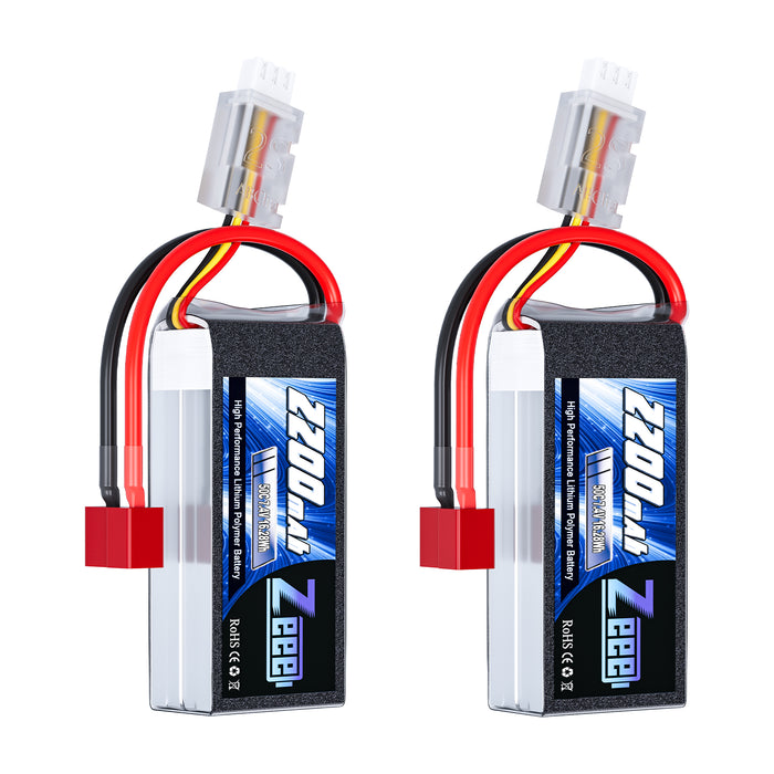 Zeee 2S 2200mAh Shorty Lipo Battery 7.4V 50C RC Battery with Deans Connector Soft Pack for Airplane Quadcopter Drone RC Boat Racing Models (2 Pack)