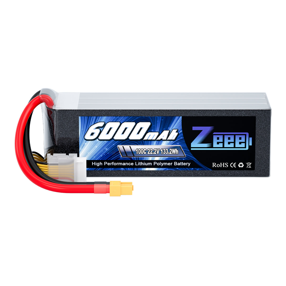 Zeee 6S Lipo Battery 6000mAh 22.2V 100C with XT60 Connector Soft Pack