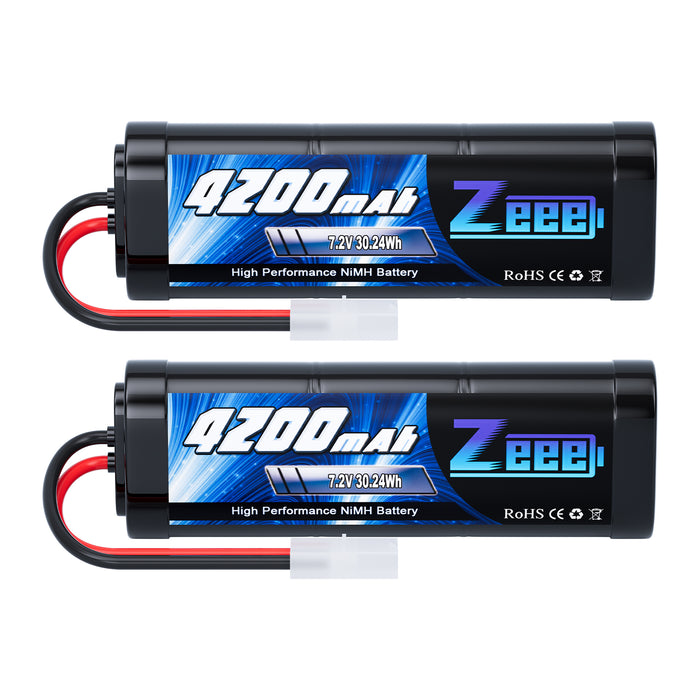 Zeee 7.2V 4200mAh NiMH Battery with Tamiya Connector High Power for RC Car RC Models(2 Pack)