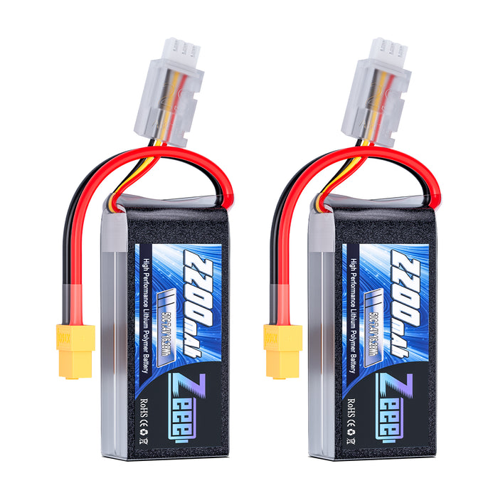 Zeee 2S Lipo Battery 2200mAh 7.4V 50C Shorty Pack Battery with XT60 Connector Soft Pack for Airplane Quadcopter Drone RC Boat Racing Models (2 Pack)