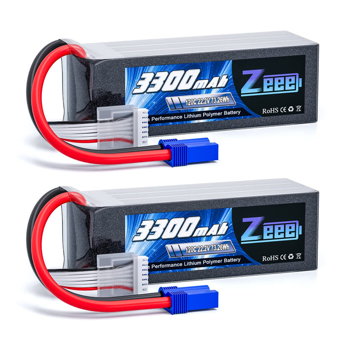 Zeee 6S Lipo Battery 3300mAh 22.2V 120C Soft Case Battery with EC5 Connector for RC Airplane Helicopter RC Car Truck Tank Drone Racing Hobby(2 Pack)