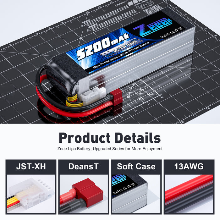 Batería Coche RC Conector Deans Baterías Lipo Zeee 2S 6200mAh - Alta Descarga Para Coches RC Y Aeromodelos Zeee Lipo Battery