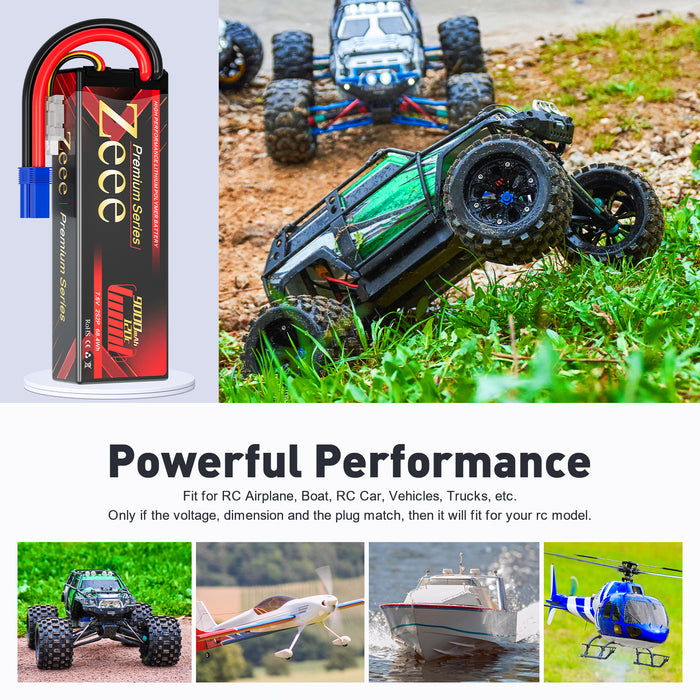 Zeee Premium Series 2S Lipo Battery 9000mAh 7.6V 120C HV-Lipo Hard Case Battery with EC5 Connector for RC Car RC Models (2 Pack)