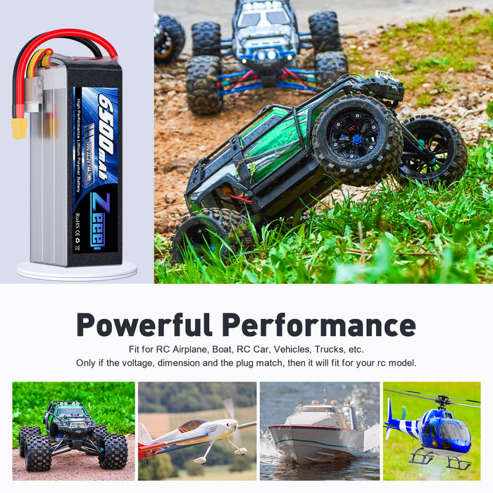 Zeee 6S Lipo Battery 6500mAh 22.2V 100C with XT60 Connector Soft Pack RC Battery for RC Car Truck RC Airplane Helicopter Quadcopter Boat