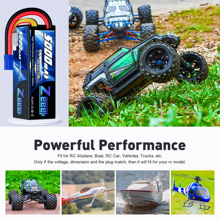 Zeee 6S Lipo Battery 5000mAh 22.2V 120C Hard Case RC Battery with EC5 Connector for RC Car Trucks Airplane Helicopter Quadcopter Boat Racing Models (2 Pack)