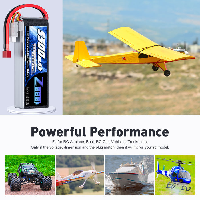 Zeee 3S Lipo Battery 5500mAh 11.1V 80C with Deans T Connector Soft Case for Airplane RC Car(2 Pack)