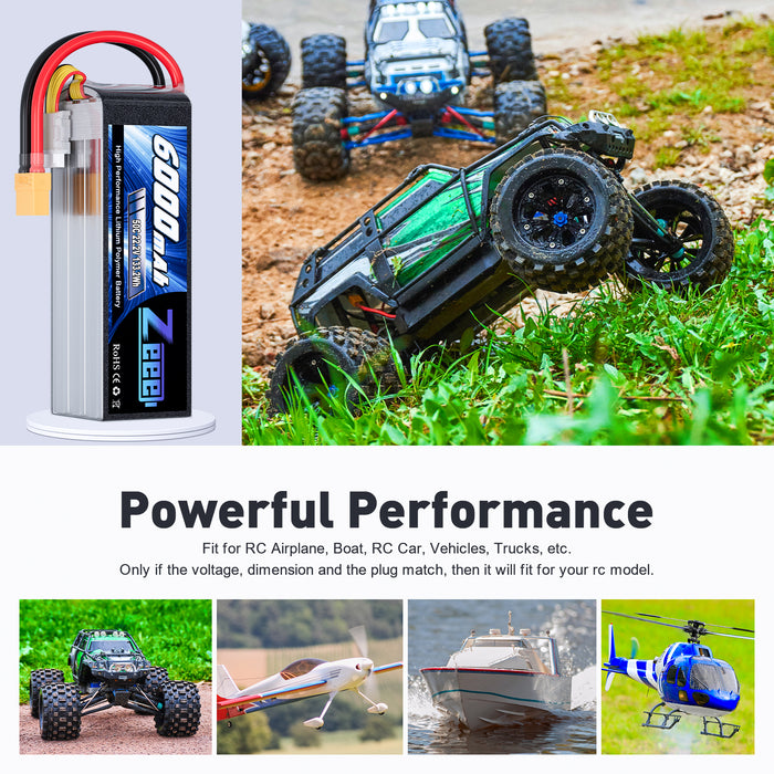 Zeee 6S Lipo Battery 6000mAh 50C 22.2V with XT90 Plug Soft Case for DJI Airplane RC Car