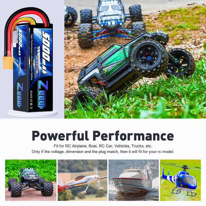 Zeee 6S 5000mAh Lipo Battery 22.2V 120C Hard Case Battery with XT90 Connector for RC Car Trucks Airplane Helicopter Quadcopter Boat Racing Models (2 Pack)