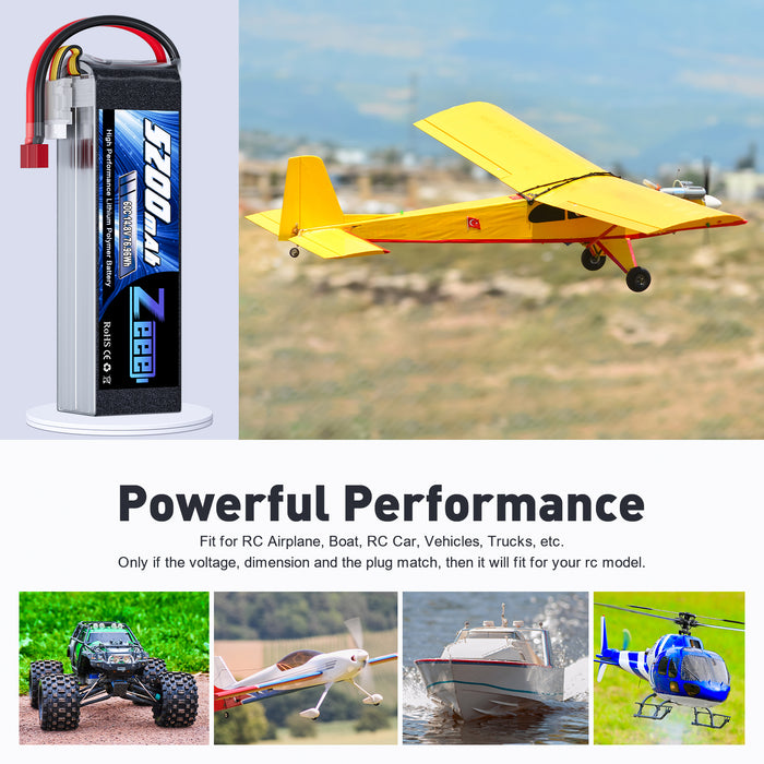 Zeee 4S Lipo Battery 5200mAh 14.8V 60C Soft Case with Deans T Plug for RC Plane RC Car