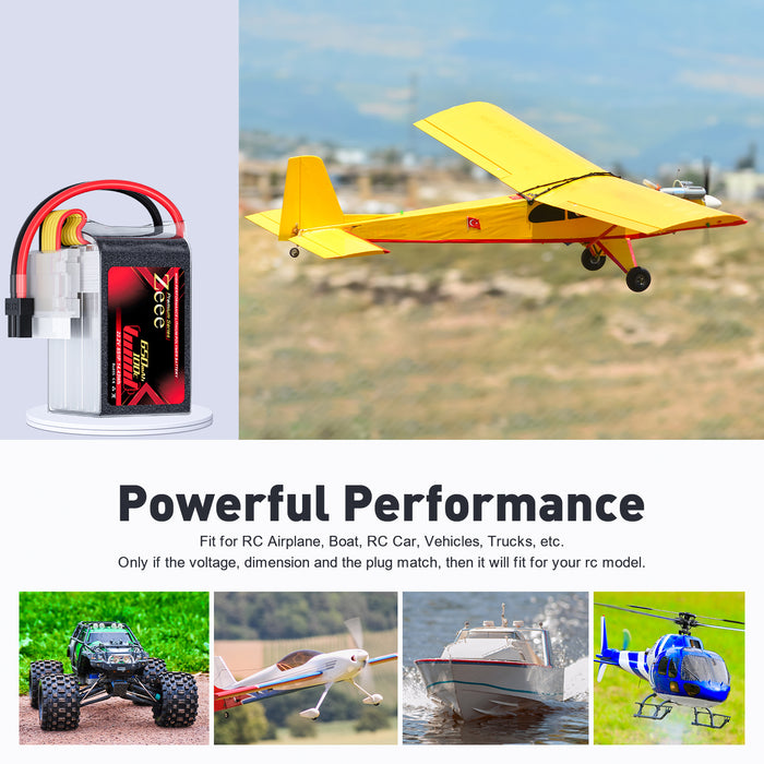 Zeee Premium Series 6S Lipo Battery 650mAh 22.2V 100C Soft Case with XT30 Plug for FPV Airplane RC Models (2 Pack)