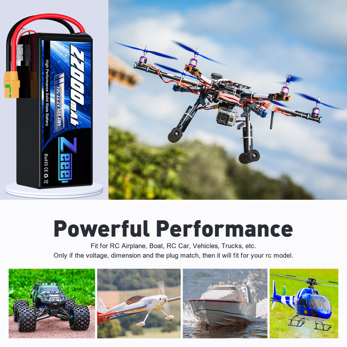 Zeee 6S Semi Solid State Li-ion Battery 22.2V 10C 22000mAh with XT90-S for Drone Airplane UAV Multicopter(Apply $100 coupon)