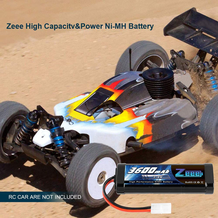 Zeee 7.2V 3600mAh RC NiMH Battery with Tamiya Plug for RC Car RC Truck Associated HPI Losi Kyosho Tamiya Hobby(2 Pack)