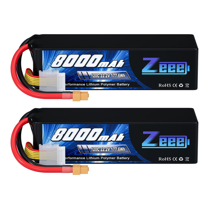 Zeee 6S Lipo Battery 8000mAh 22.2V 120C Soft Pack RC Battery XT60 Connector for RC Car Truck Desert Racer RC Drone RC Tank Racing Hobby Models(2 Pack)