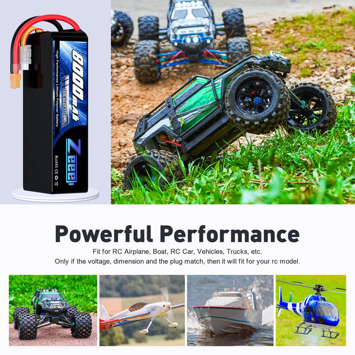 Zeee 6S Lipo Battery 8000mAh 22.2V 120C Soft Pack RC Battery XT60 Connector for RC Car Truck Desert Racer RC Drone RC Tank Racing Hobby Models(2 Pack)