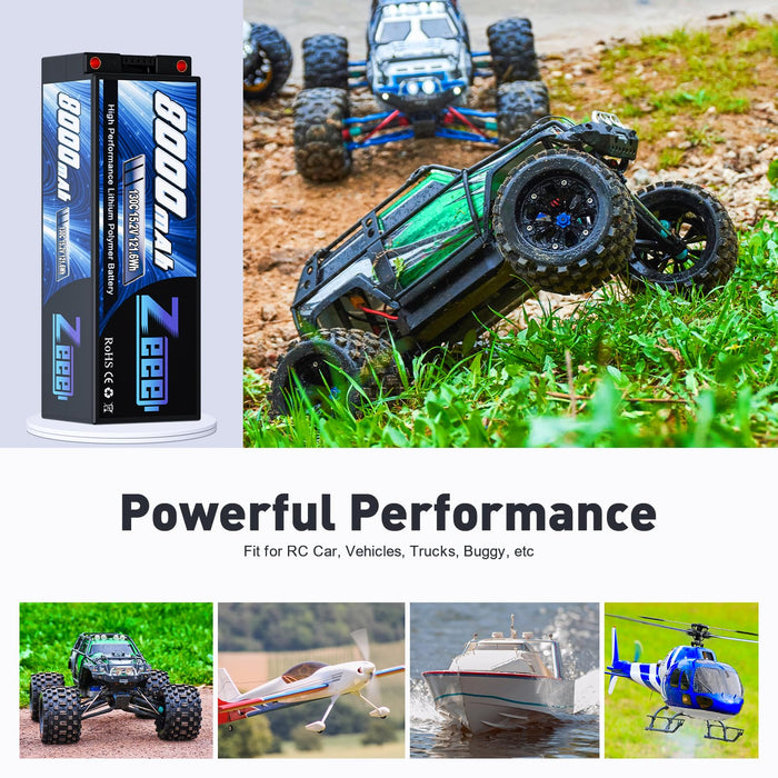 Zeee 4S Lipo Battery 8000mAh 15.2V HV Lipo 130C with 5mm Bullet to EC5 Connector Hard Case for RC Vehicles RC Car RC Models