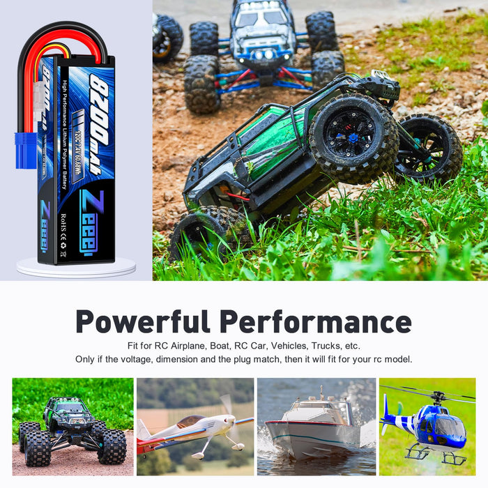 Zeee 2S Lipo Battery 8200mAh 7.4V 120C Hard Case RC Car Battery with EC5 Plug for 1/8 1/10 RC Vehicles RC Car Truck Truggy RC Boat Helicopter Racing Models(2 Pack)