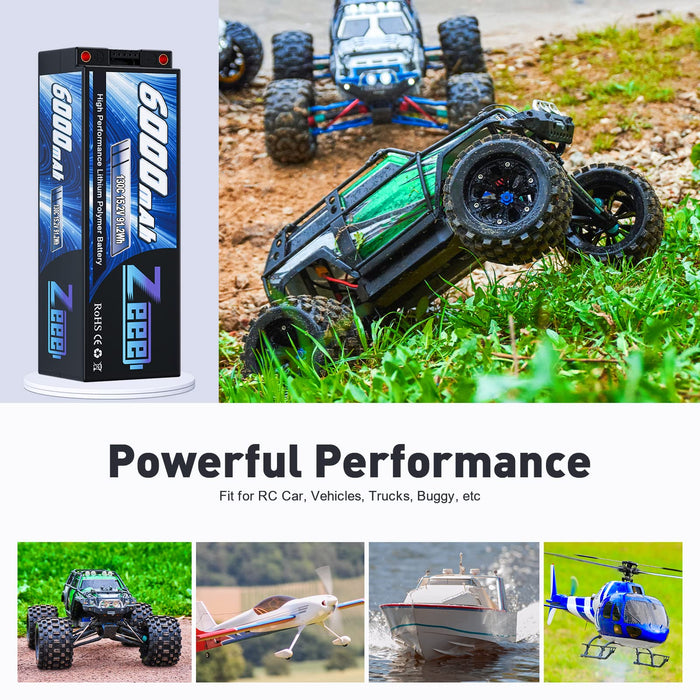Zeee 4S Lipo Battery 6000mAh 15.2V HV Lipo 130C with 5mm Bullet to EC5 Connector Hard Case Battery for RC Vehicles RC Car Trucks Boats RC Models(2 Pack)