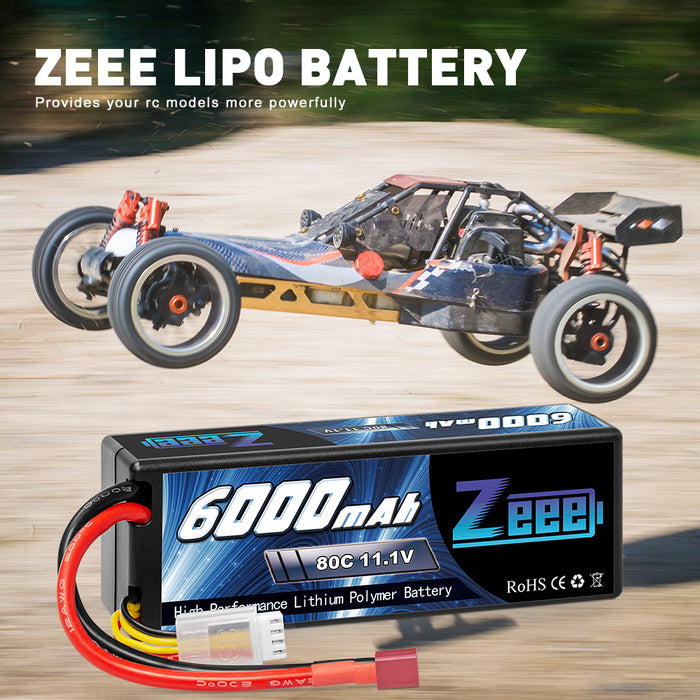 Zeee 3S Lipo Battery 11.1V 6000mAh 80C Hard Case Battery with Deans Connector for RC Plane RC Airplane RC Helicopter DJI Quadcopter RC Car Truck Boat