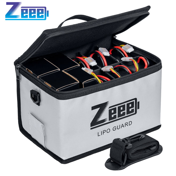 Zeee Lipo Safe Bag Battery Fireproof Bag-10 Cell Adjustable Battery Safe Bag(10.6x6.7x6.7in)
