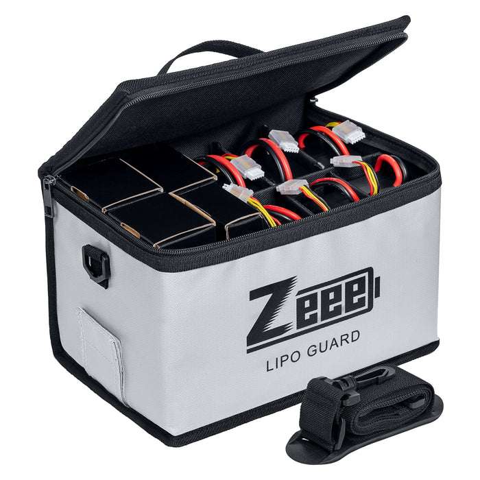 Zeee Lipo Safe Bag Battery Fireproof Bag-10 Cell Adjustable Battery Safe Bag(10.6x6.7x6.7in)