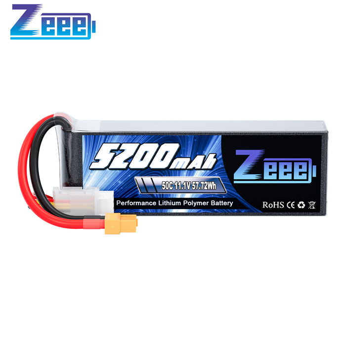 Zeee 3S Lipo Battery 5200mAh 50C 11.1V with XT60 Connector Soft Case for RC Airplane RC Car