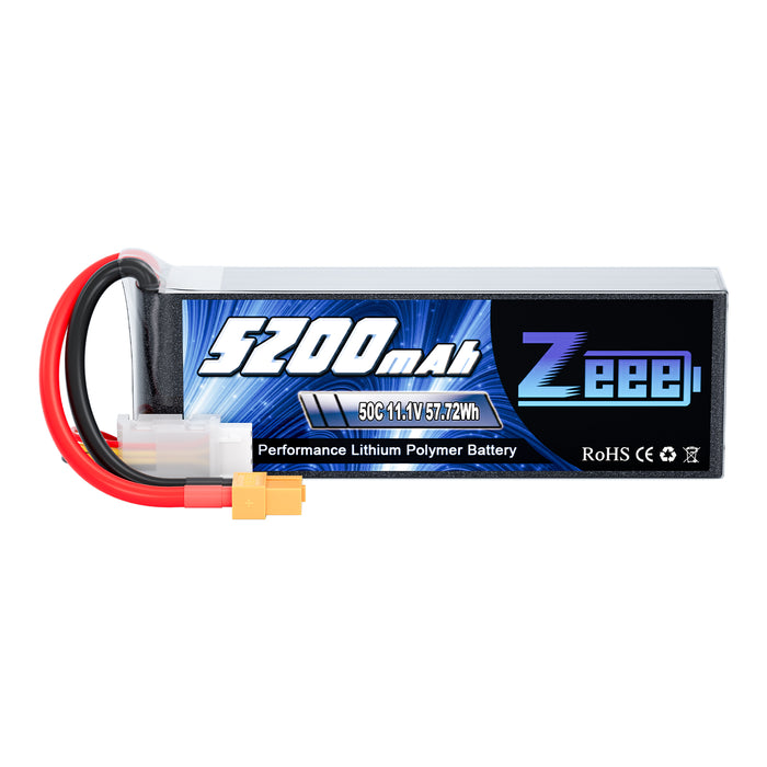 Zeee 3S Lipo Battery 5200mAh 50C 11.1V with XT60 Connector Soft Case for RC Airplane RC Car