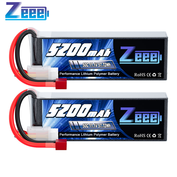 Zeee 3S Lipo Battery 5200mAh 11.1V 50C with Deans T Connector Soft Case for RC Car RC Models(2 Packs)