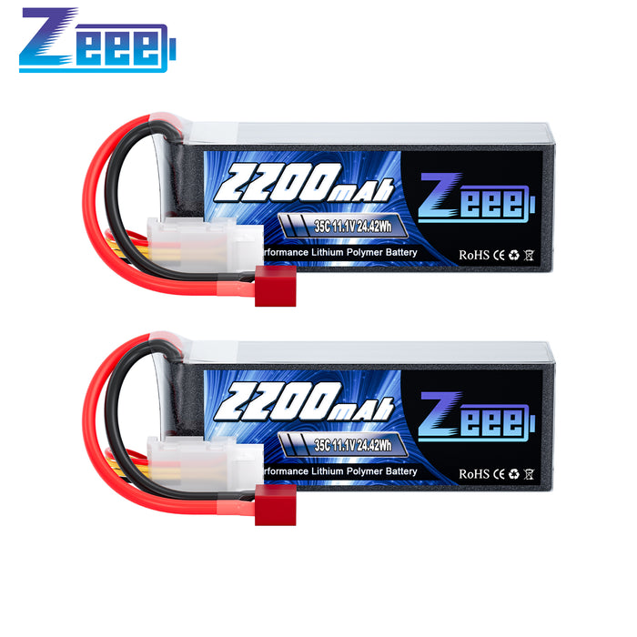 Zeee 3S LiPo Battery 2200mAh 11.1V 35C Soft Case with Deans T Connector for DJI Airplane RC Models(2 Pack)