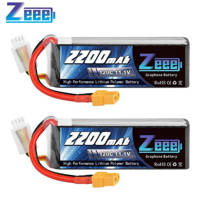 Zeee 3S Lipo Battery 2200mAh 11.1V 120C with XT60 Plug Soft Case for FPV RC Car RC Models(2 Pack)