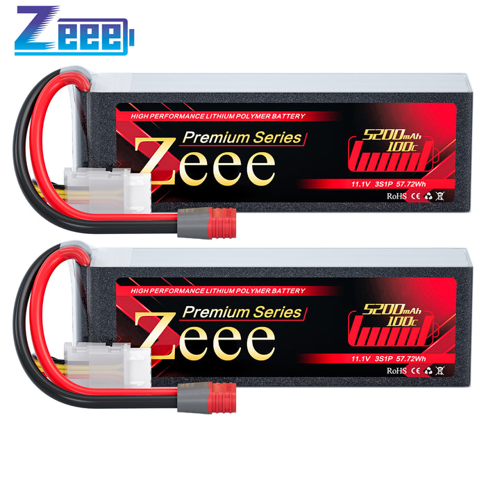 Zeee Premium Series 3S Lipo Battery 5200mAh 11.1V 100C Soft Case with Deans T Connector for RC Plane RC Car(2 Pack)