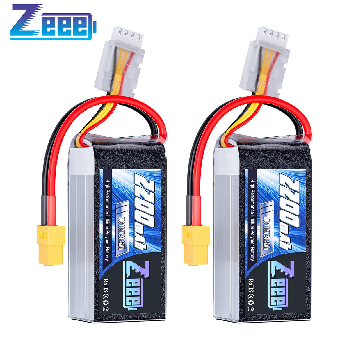 Zeee 3S Lipo Battery 2200mAh 11.1V 50C Shorty Pack Battery with XT60 P