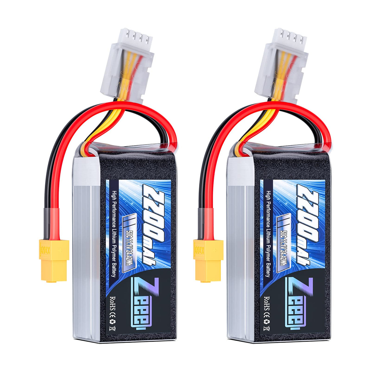Zeee 3S 2200mAh 50C 11.1V Shorty LiPo Battery with XT60 Connector for