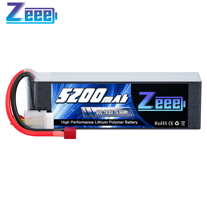 Zeee 4S Lipo Battery 5200mAh 14.8V 60C Soft Case with Deans T Plug for RC Plane RC Car