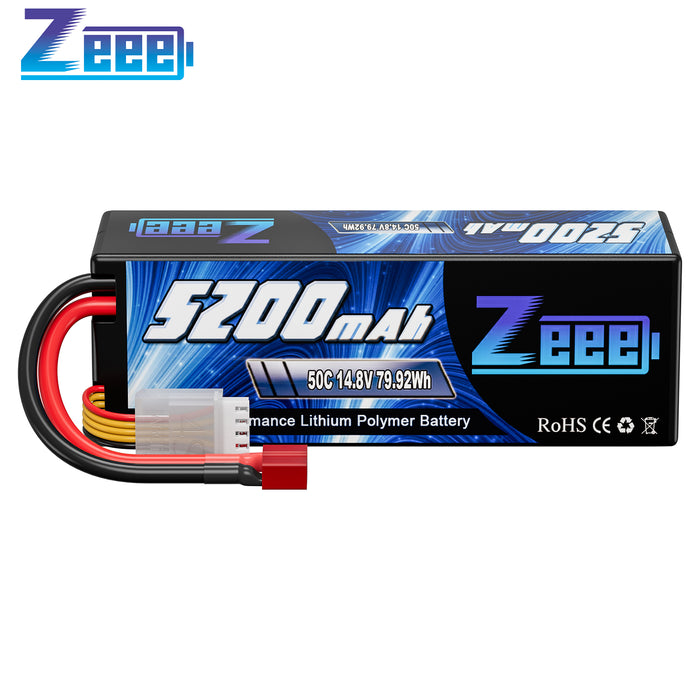 Zeee 4S Lipo Battery 5200mAh 14.8V 50C Hard Case Deans Plug For RC Car RC Model