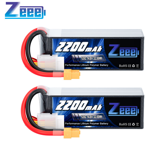 Zeee 4S Lipo Battery 2200mAh 14.8V 120C with XT60 Plug RC Graphene Battery for RC Models Airplane RC Car(2 Pack)