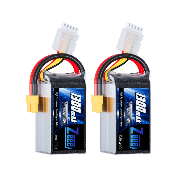 Zeee 4S Lipo Battery 1300mAh 14.8V 120C Graphene Battery with XT60 Plug for Airplane RC Car RC Models(2 Pack)