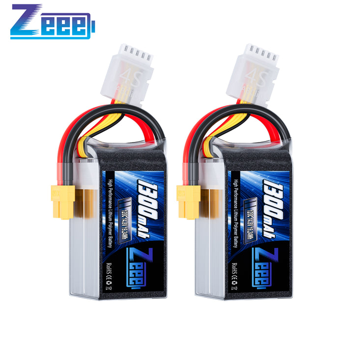 Zeee 4S Lipo Battery 1300mAh 14.8V 120C Graphene Battery with XT60 Plug for Airplane RC Car RC Models(2 Pack)