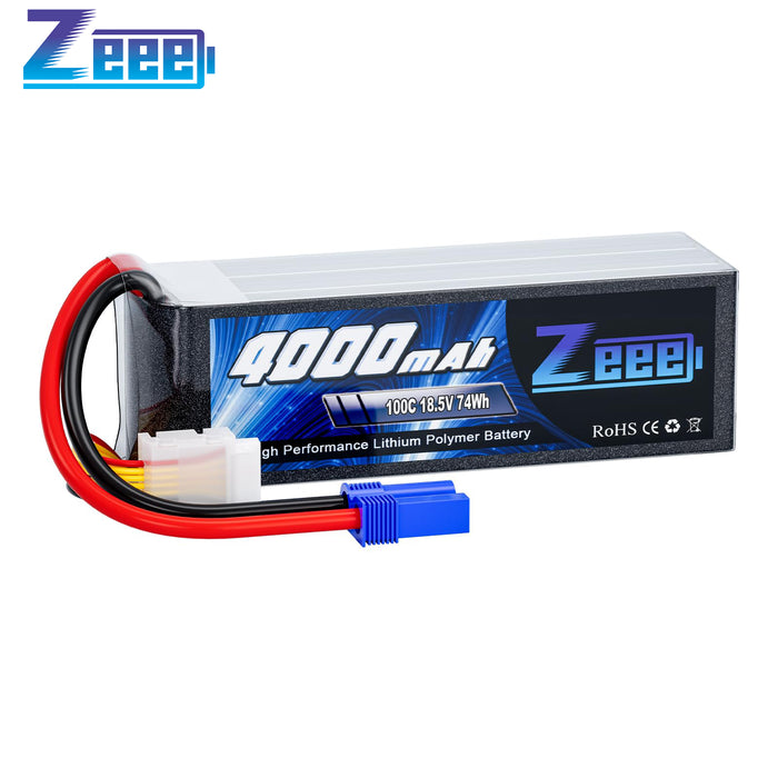 Zeee 5S Lipo Battery 4000mAh 18.5V 100C Soft Pack Lipos with EC5 Connector Compatible with RC Helicopter Airplane RC Car Boat Truck Racing Models