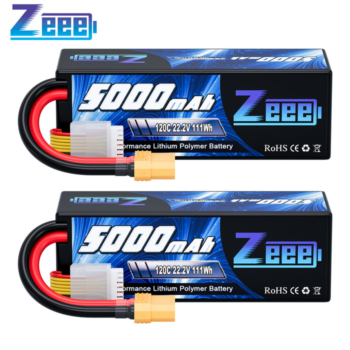 Zeee 6S 5000mAh Lipo Battery 22.2V 120C Hard Case Battery with XT90 Connector for RC Car Trucks Airplane Helicopter Quadcopter Boat Racing Models (2 Pack)