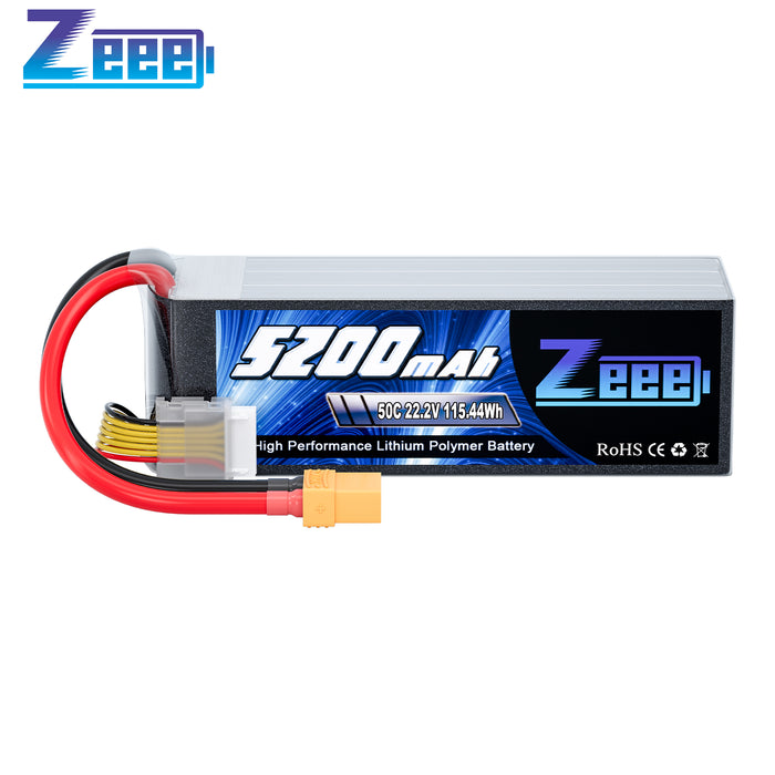 Zeee 6S Lipo Battery 5200mAh 22.2V 50C with XT90 Plug Soft Case Compatible for DJI Airplane RC Car