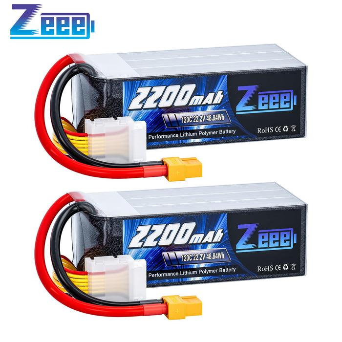 Zeee 6S Lipo Battery 2200mAh 22.2V 120C Soft Case with XT60 Connector for RC Airplane RC Car(2 Pack)