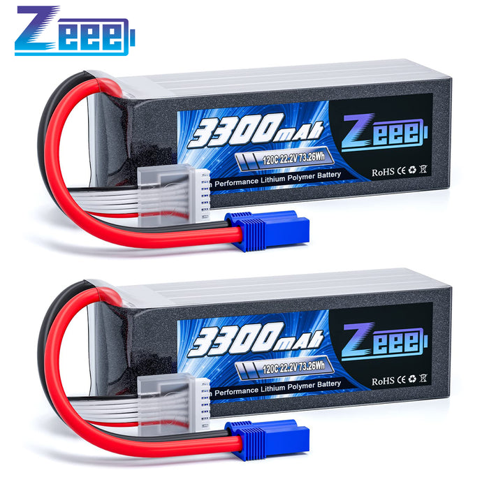 Zeee 6S Lipo Battery 3300mAh 22.2V 120C Soft Case Battery with EC5 Connector for RC Airplane Helicopter RC Car Truck Tank Drone Racing Hobby(2 Pack)