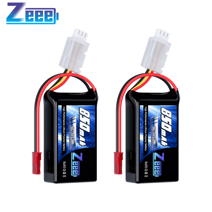Zeee 2S Lipo Battery 850mAh 7.4V 50C Soft Pack RC Battery with JST Connector for FPV Drone Quadcopter Airplane RC Boat Helicopter RC Car RC Models(2 Pack)