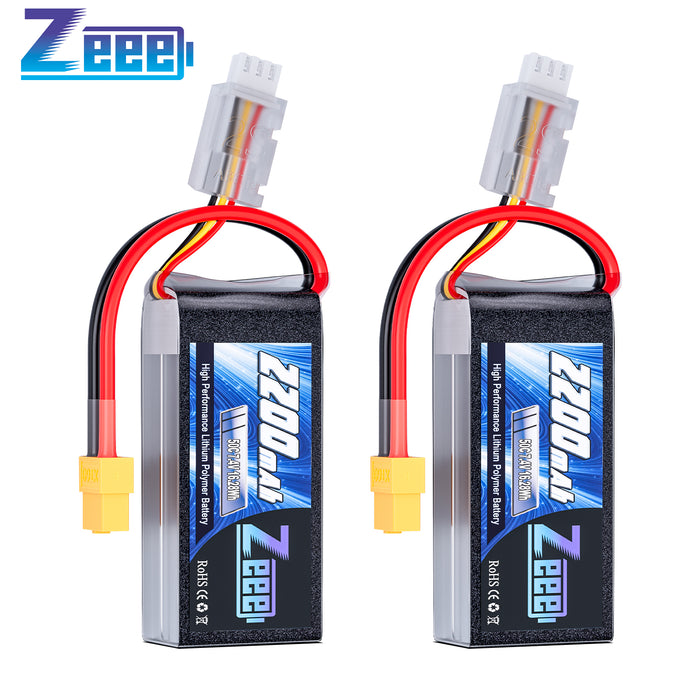 Zeee 2S Lipo Battery 2200mAh 7.4V 50C Shorty Pack Battery with XT60 Connector Soft Pack for Airplane Quadcopter Drone RC Boat Racing Models (2 Pack)